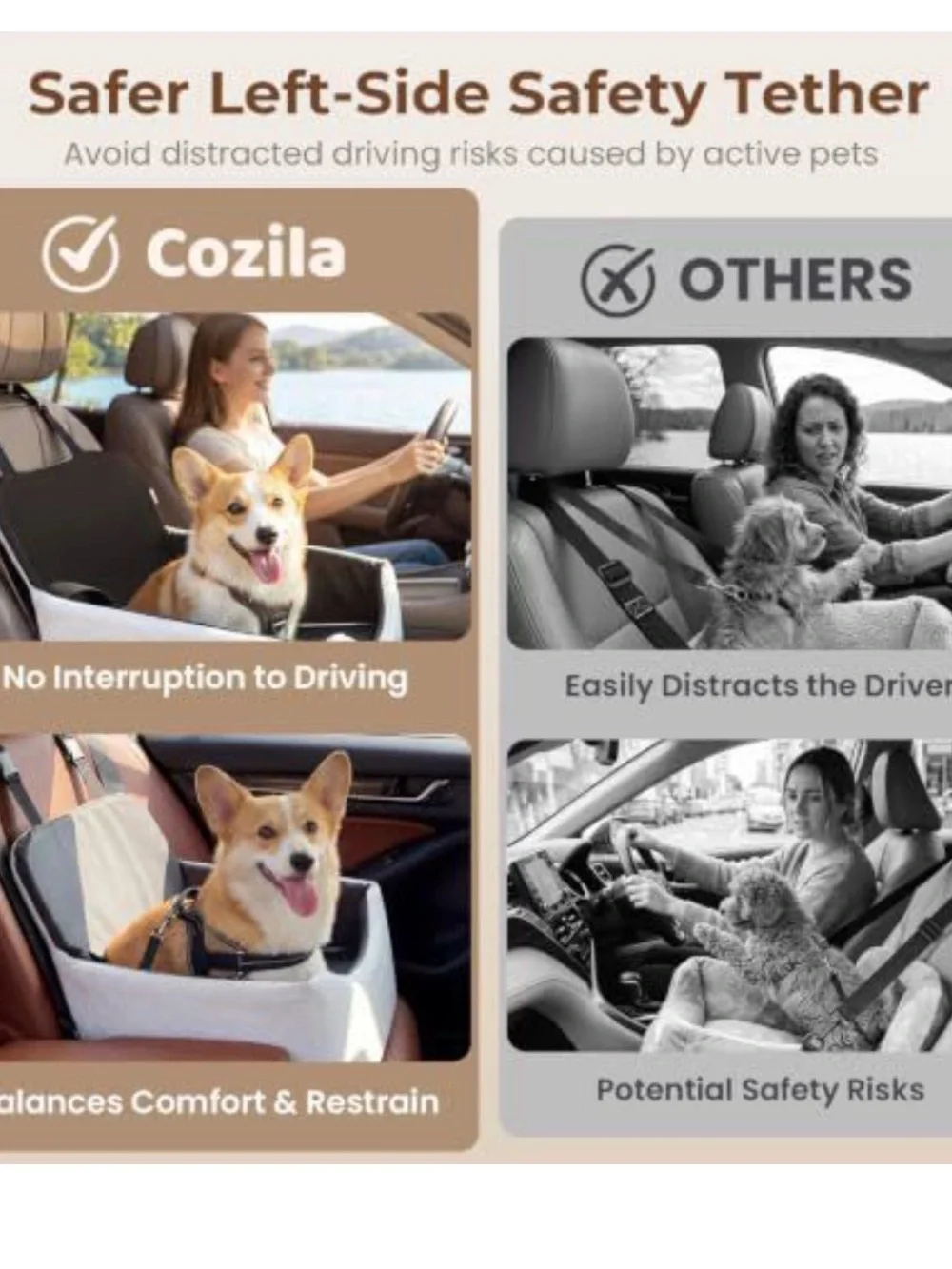 Pet Travel Booster Seat - White Dog Car Seat